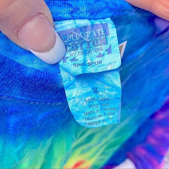 Tie-dye neon bright t-shirt Collegiate cotton size M - Picture 3 of 5